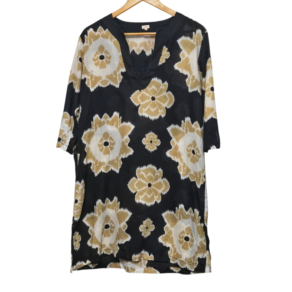 Echo Floral Black and Gold Swimwear Cover-up Women's Medium